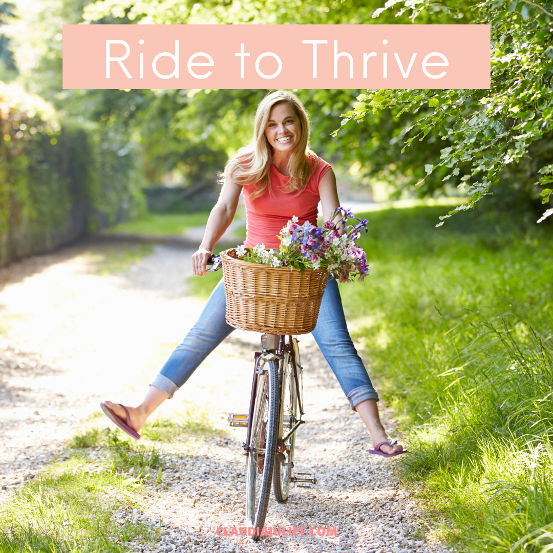 Woman smiling, riding her bike to Increase Productivity, Boost her Energy, and Feel Amazing!